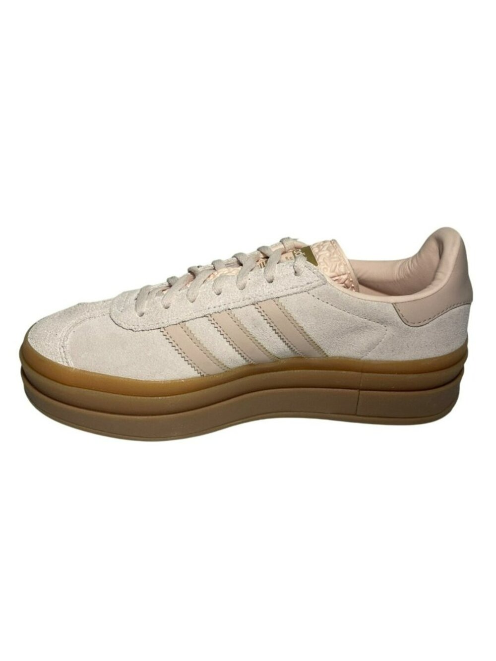 Adidas Gazelle Bold Platform Sneakers Beige Gum Suede Casual Women's Sz 6.5 NWT - Picture 2 of 9